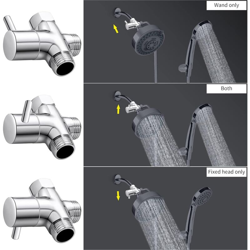 3-Way Valve G1/2", Solid Brass 3-Way Valve, Hand Shower Set, Universal Accessories