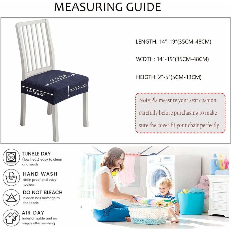 Diamond Lattice Waterproof Seat Covers For Dining ROom Chairs, Stretch Kitchen Chair Covers For Dining ROom, Seat