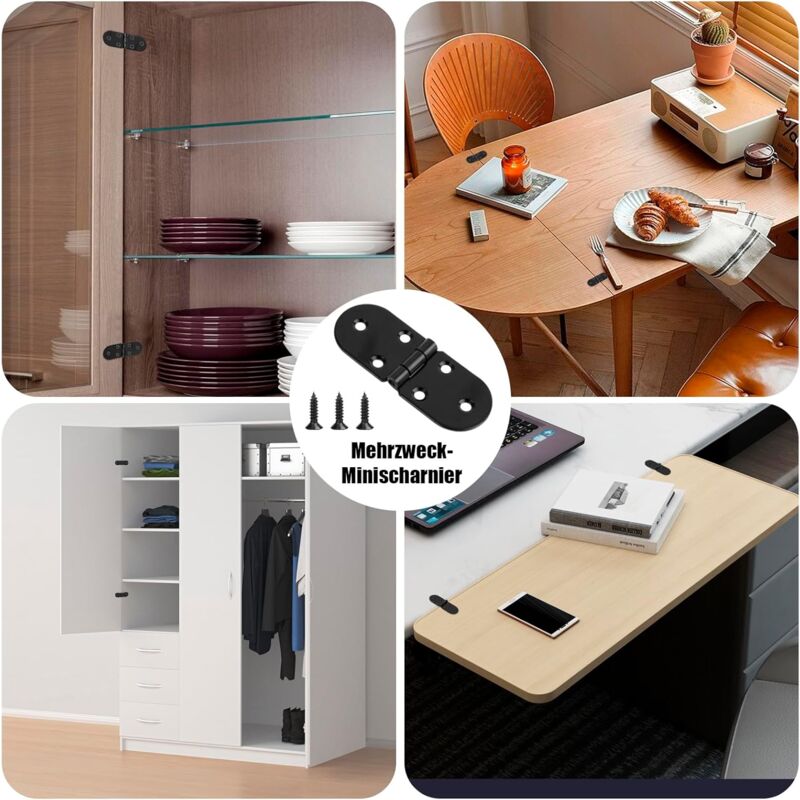 4 pcs Stainless Steel Folding Table Hinges - 180 Degree ROund Screw-In Hinges - Folding Table Hinges - Table Hinges -
