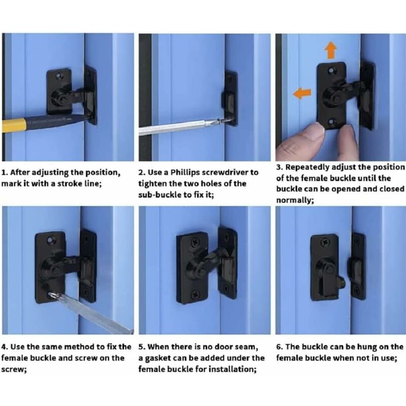 90 Degree Right Angle Stainless Steel Door Lock, Used For Wooden Fences, Doors And Windows, Sliding Doors (Black)