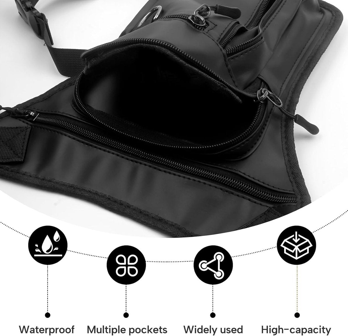 Fanny pack - Men's fanny pack - Women's fanny pack - Waterproof tactical leg bag - Fanny pack - Multifunctional motorcycle bag for men and women - Travel, camping, running, cycling - Gray
