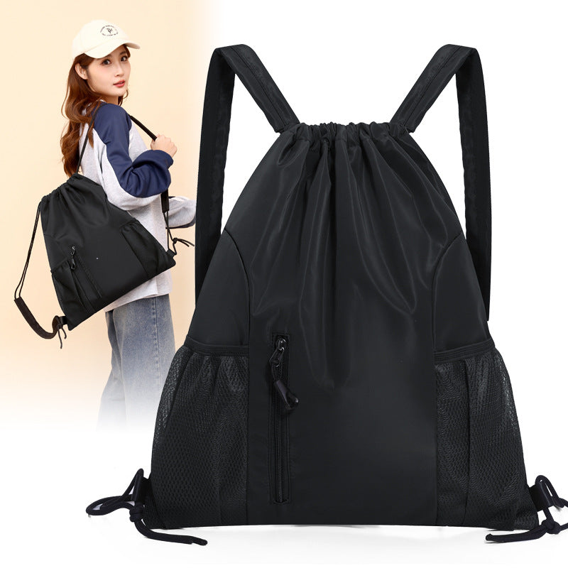 Drawstring Backpack Suitable for travel and fitness - Black