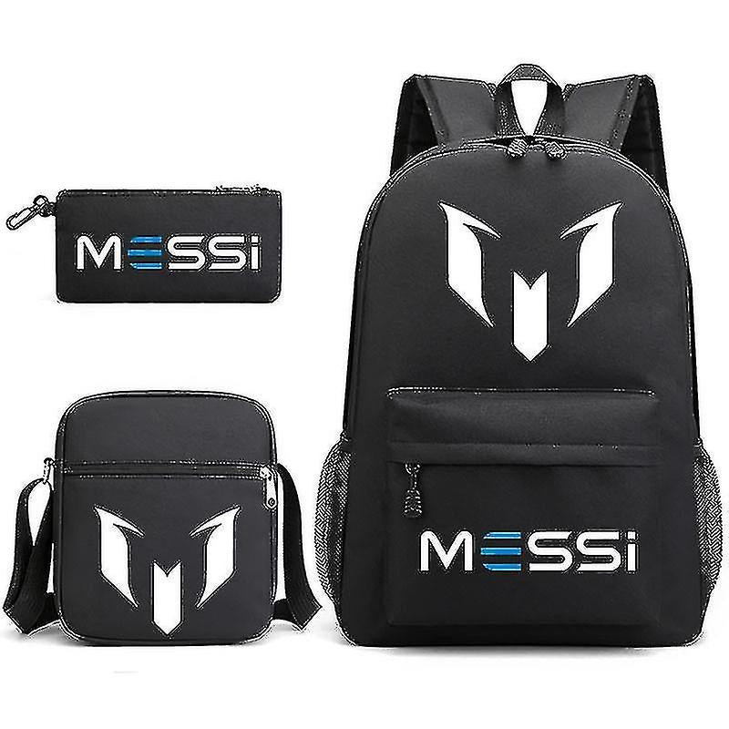 3pcs Football Messi Backpack Rucksack for Women Men