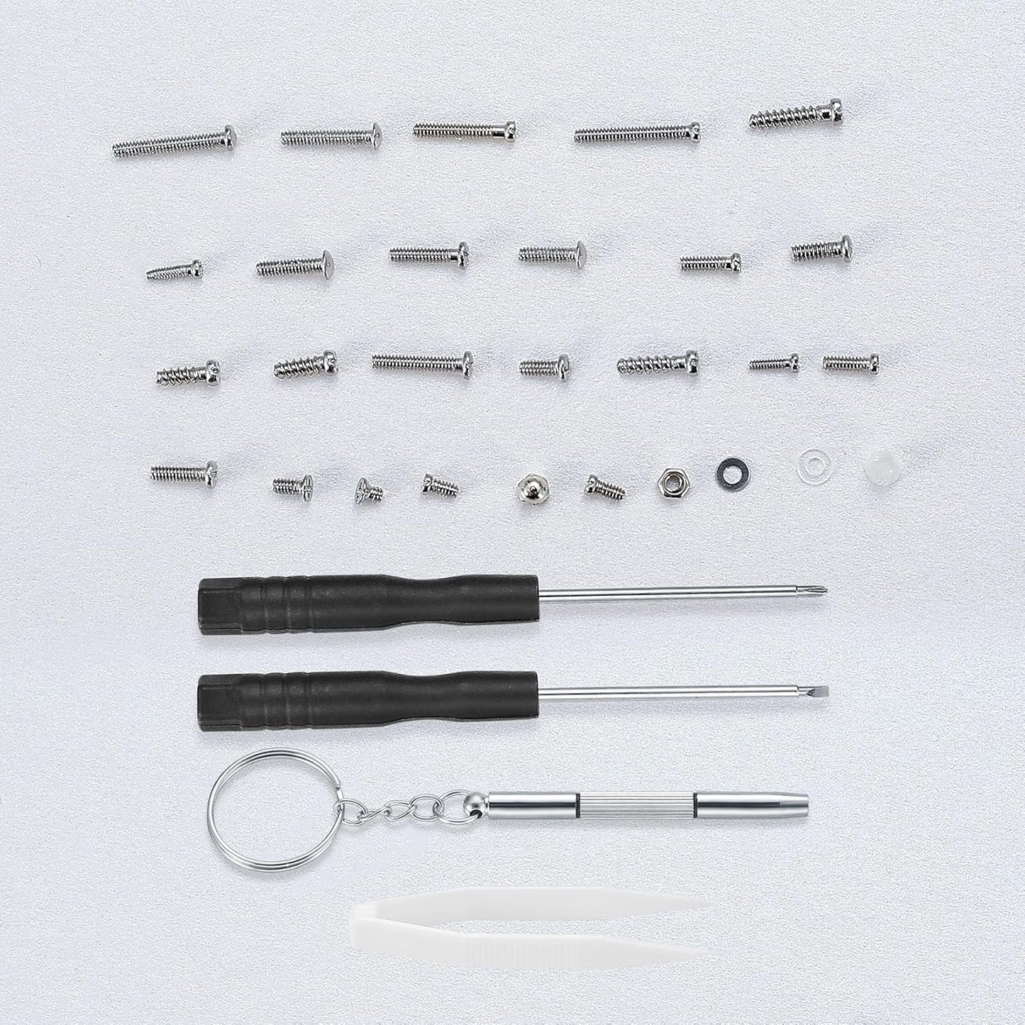 Eyeglasses Repair Kit, Sunglasses Repair Kit, Includes Glasses Screws and Screwdrivers, Glasses Nose Pads,Glasses Cloth, Tweezer, for Glasses, Sunglasses, Watch, Repair Kit - 500 Pcs