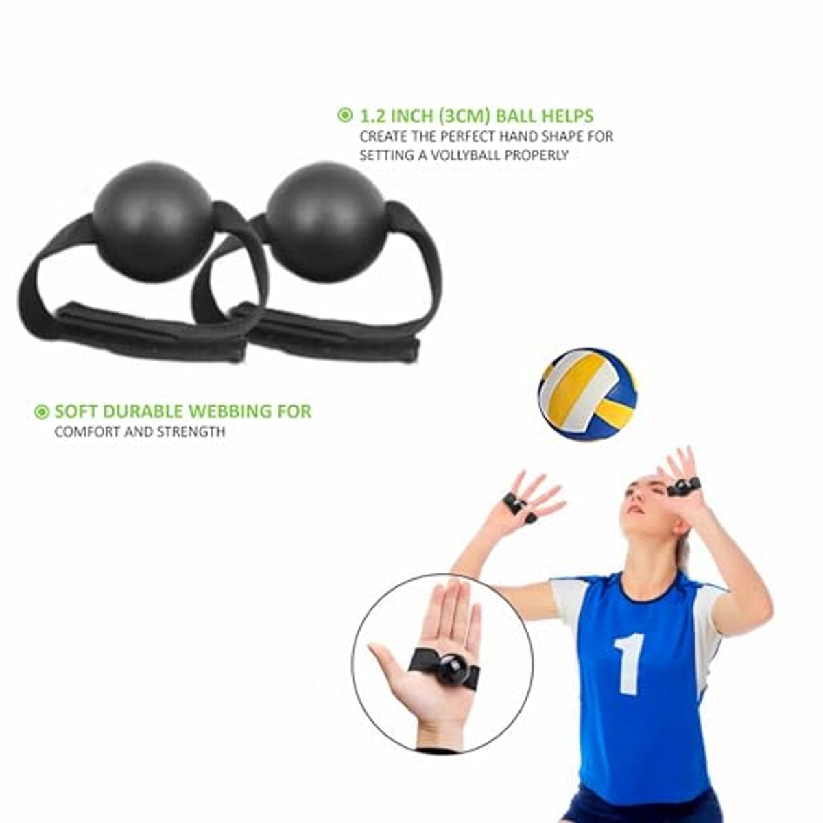 2-Piece Volleyball Hand Shape Trainer Soft Nylon & Wooden Beads