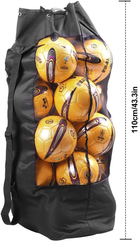 Soccer Net Bag for 10-15 Balls - Black