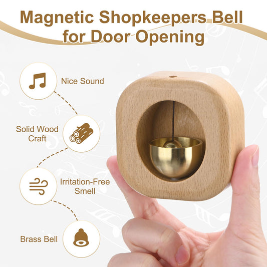 Doorbell - Wireless Doorbell - Wooden Doorbell - Magnetic Wall Sticker - Vintage Wooden Doorbell - Vintage - With Copper Bell - Living Room Decoration - Bedroom Decoration - Wall Decoration - Christmas Gifts - Christmas Gifts for Adults - 1 Piece