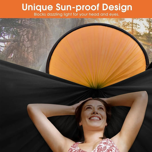 Sun-Protection Outdoor Hammock|2-in-1 Detachable Mosquito Net, Portable Camping Essential。orange