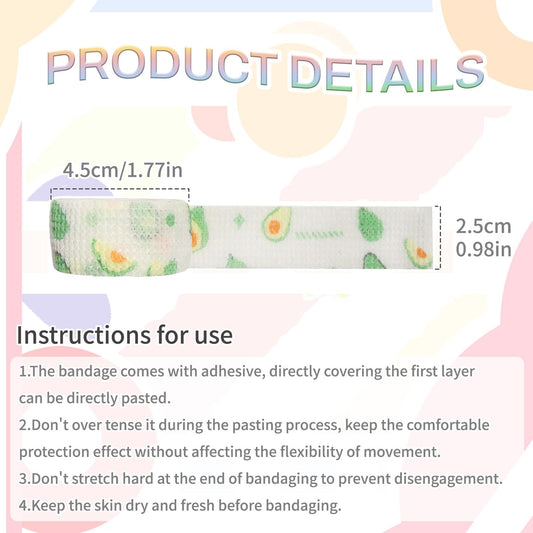 Self-Adhesive Finger Bandage - 8 Rolls of Elastic & Breathable Protector, Waterproof Cohesive Tape Sports Fixing Band Stretch Wrap (1Inch x 5 Yards, Colors)