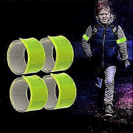 4pcs Reflective Tape Bands, 30cm Orange Wrist & Leg Straps for Night Running or Cycling