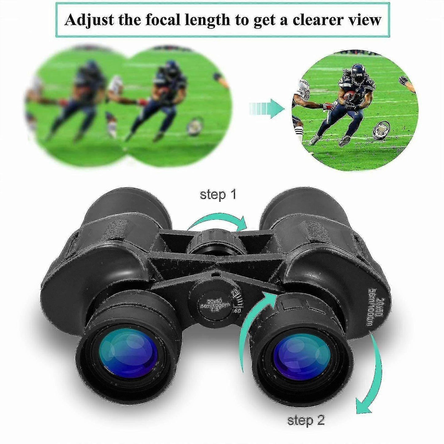 20x50 HD Binoculars Compact BaK4 Prism High Power Outdoor Optics