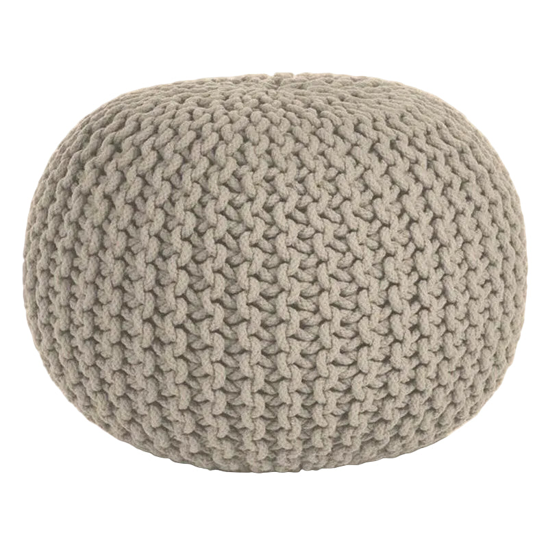 Braided Ottoman Pouffe Footstool Hand Knitted (Beige)