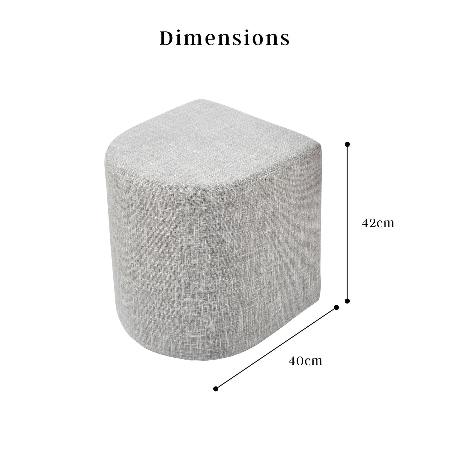 2X Ottoman Stool Linen Fabric Pouf Seat - Cream Grey