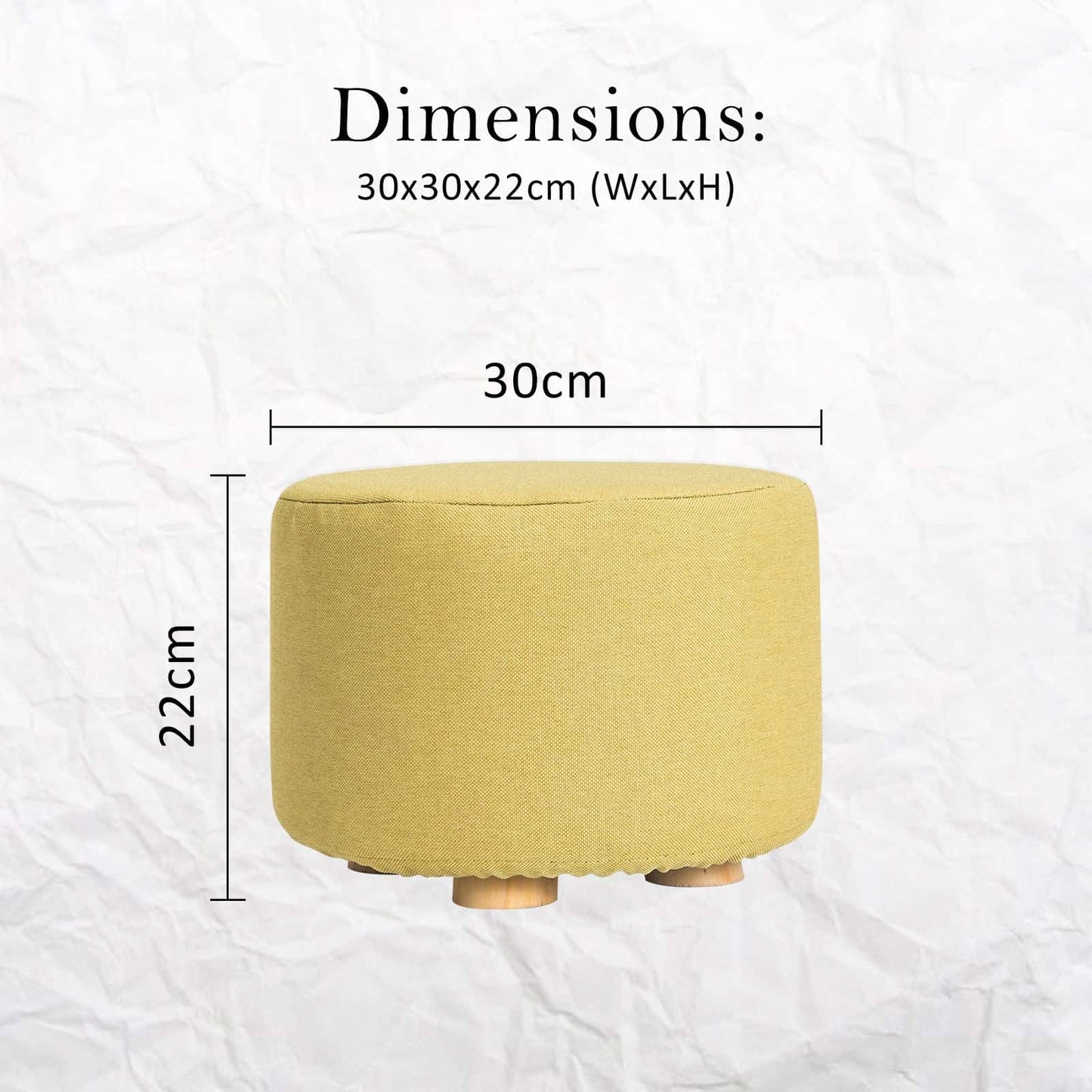 Best 2X Fabric Ottoman Round Wooden Leg Foot Stool - Mustard Yellow | Buy Online at Furniture Things Australia