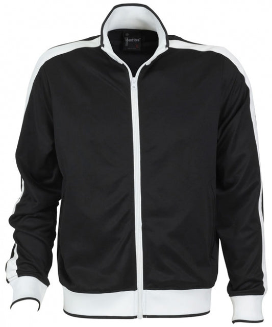 Identitee Mens Varsity Track Jacket Warm Winter Tracksuit Top Zip - Black/White - L