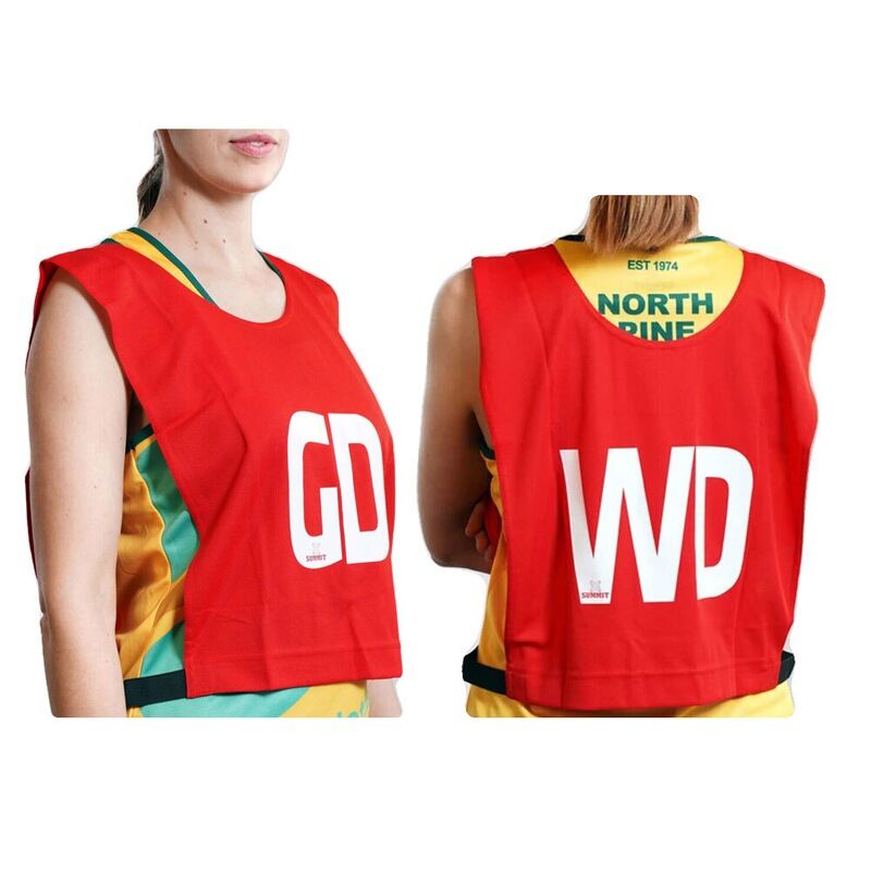 7pcs Set of Netball Bibs Senior Team Pack Bulk Net Ball - Red Colour