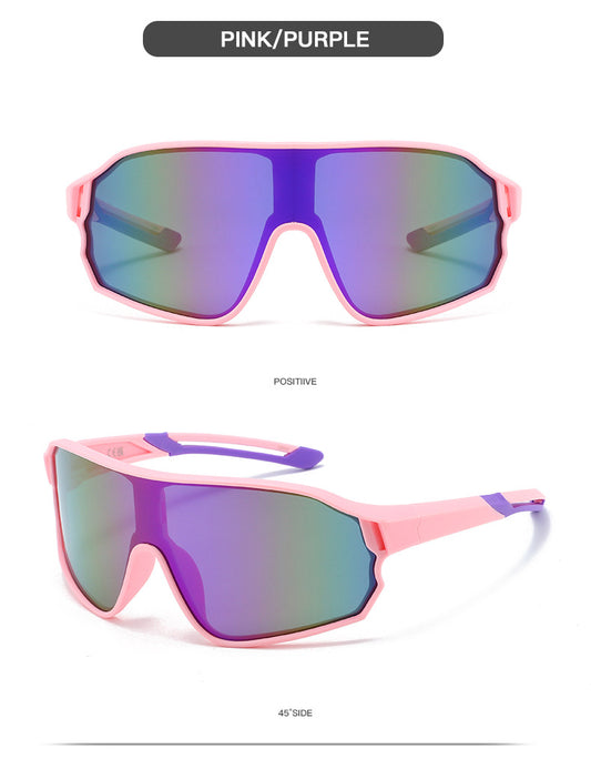 Fashionable Sports Sunglasses with Colorful Mirror Lenses - UV400 Protection for Cycling & Outdoor Activities Pink