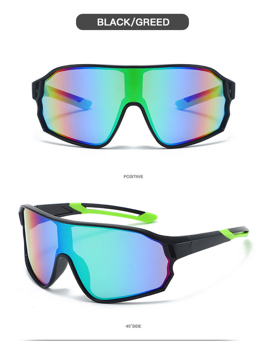 Fashionable Sports Sunglasses with Colorful Mirror Lenses - UV400 Protection for Cycling & Outdoor Activities BLACK