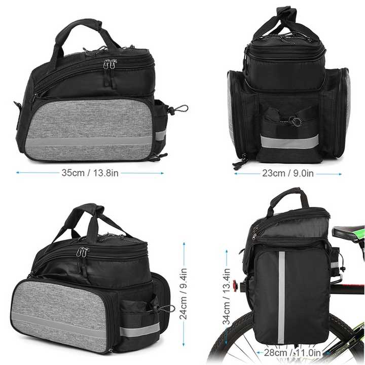 Black Insulated Bike Rear Rack Bag for Cycling