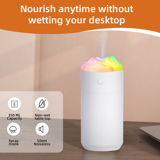 2PCS White Portable 350ML LED Desk Humidifier with Non-Wet Design