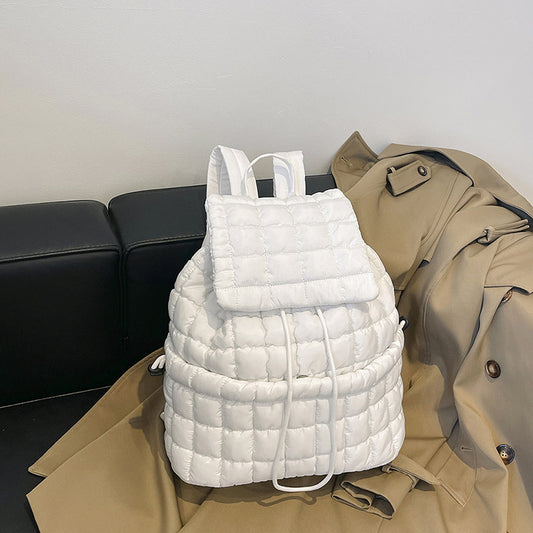 Nylon Backpack with Adjustable Straps - White