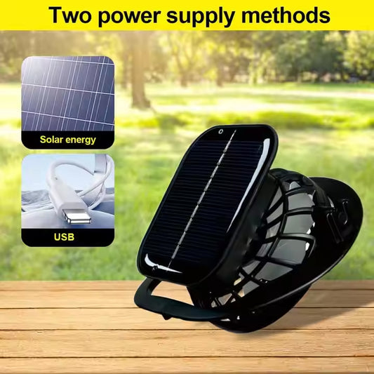 khaki Outdoor Sun Hat with Solar Fan Wide Brim 12cm - Rechargeable Cooling Cap for Fishing Hiking & Gardening - Adjustable 56-60cm