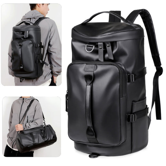 Black Large Capacity Men's Travel Backpack with Shoe Compartment