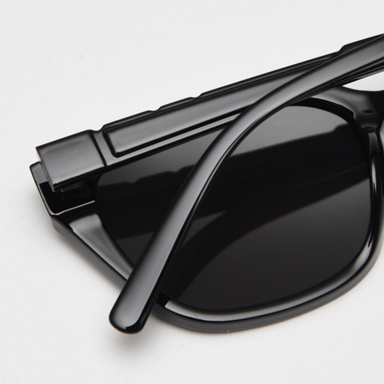 Transparent Gray All Gray Retro Small Frame Sunglasses - Black - UV Protection