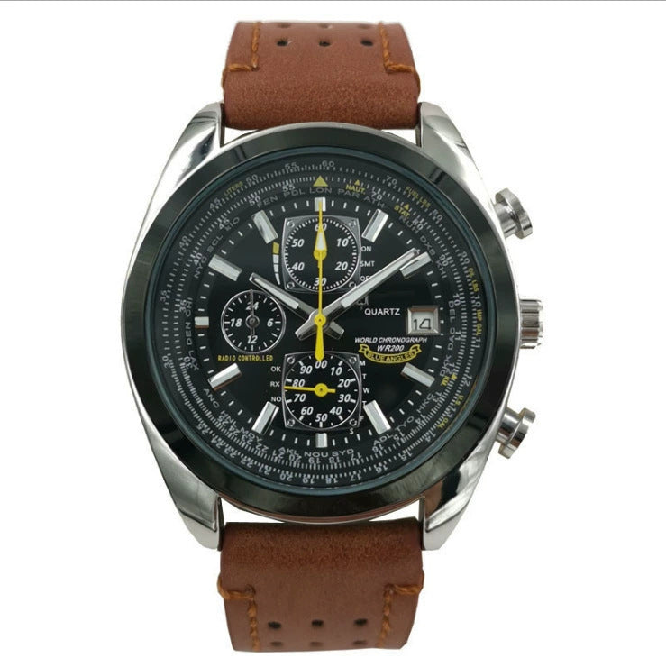 Brown Leather Black Dial Watch