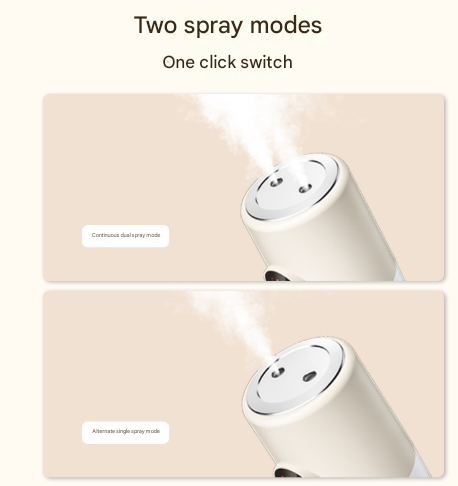 Beige Desktop Dual-Spray Humidifier with Air Purification