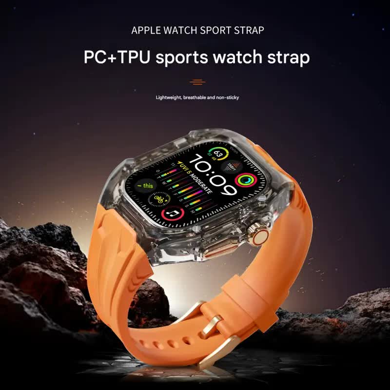 Transparent Sports Watch Strap & Case for Smart Watch - (White and transparent)