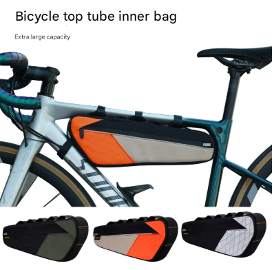 Black and Green Waterproof Bicycle Frame Bag