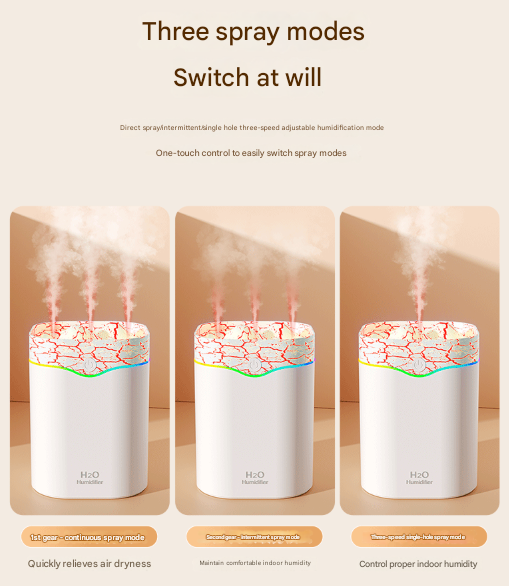 White Volcano Style 2L Cool Mist Humidifier