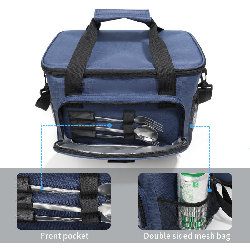 Beige Versatile Large-Capacity Picnic Insulated Bag - Detachable Shoulder Strap & Ice Pack