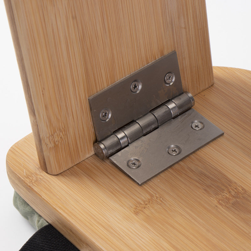 Grey Foldable Wooden Meditation Stool with Padded Cushion