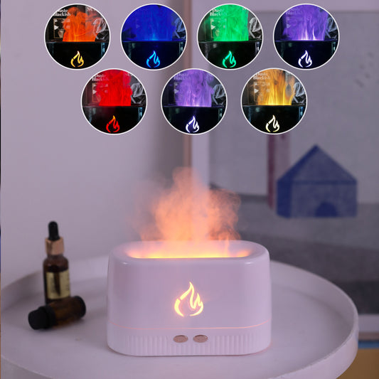 White 3D Simulation Flame Aroma Diffuser & Humidifier