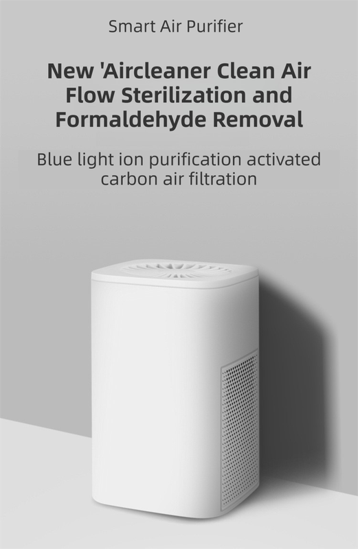 White Compact Desktop Air Purifier with Dual Activated Carbon Filter