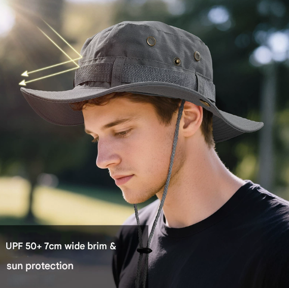 Army Green Foldable Wide Brim Sun Hat Unisex Bucket Safari Cap Adjustable 56-60cm for Fishing Hiking Camping and Outdoor Travel