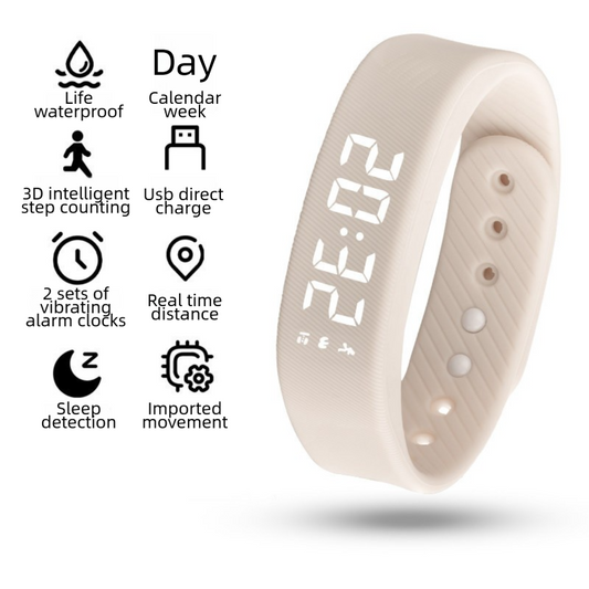 Beige Smart Silicone Wristband with 3-Alarm Settings