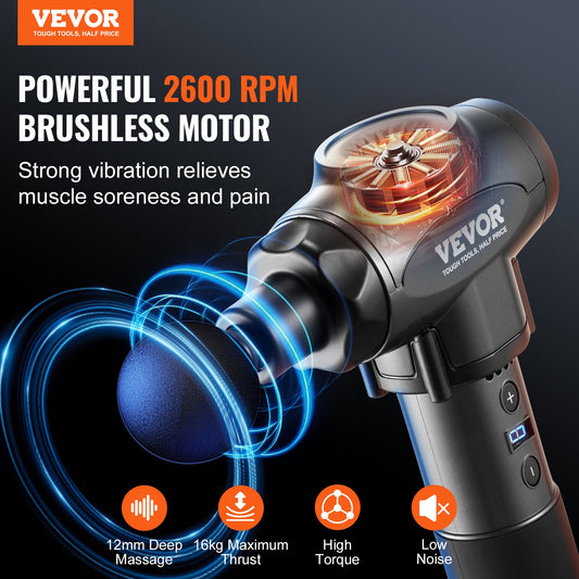 Massage Gun Deep Tissue with 9 Speed Levels & 6 Massage Heads