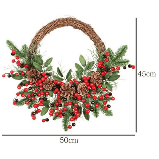 Best Christmas Wreath Rattan Pine Cones Berries Branches | Buy Online at Furniture Things Australia