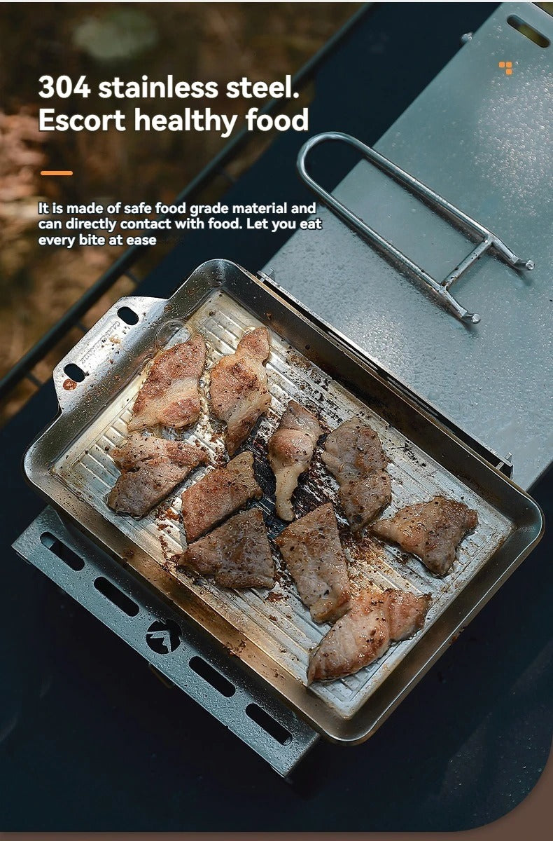 Fry Pan Stainless Steel Portable Thickened Camping Cookware