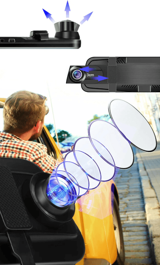 Best Car DVR Rearview Mirror Dual Camera Touch Screen | Buy Online at Furniture Things Australia