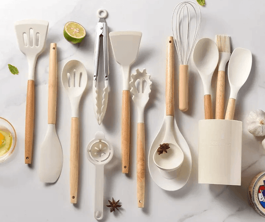 Best Utensil Set Silicone Non Stick Wooden Handle | Buy Online at Furniture Things Australia