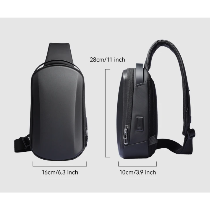 Crossbody Bag Waterproof Hard-Shell with USB Port