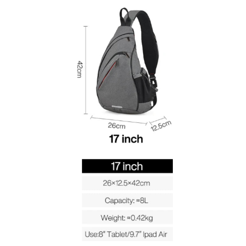 Sling Bag Crossbody Water-Repellent USB Travel