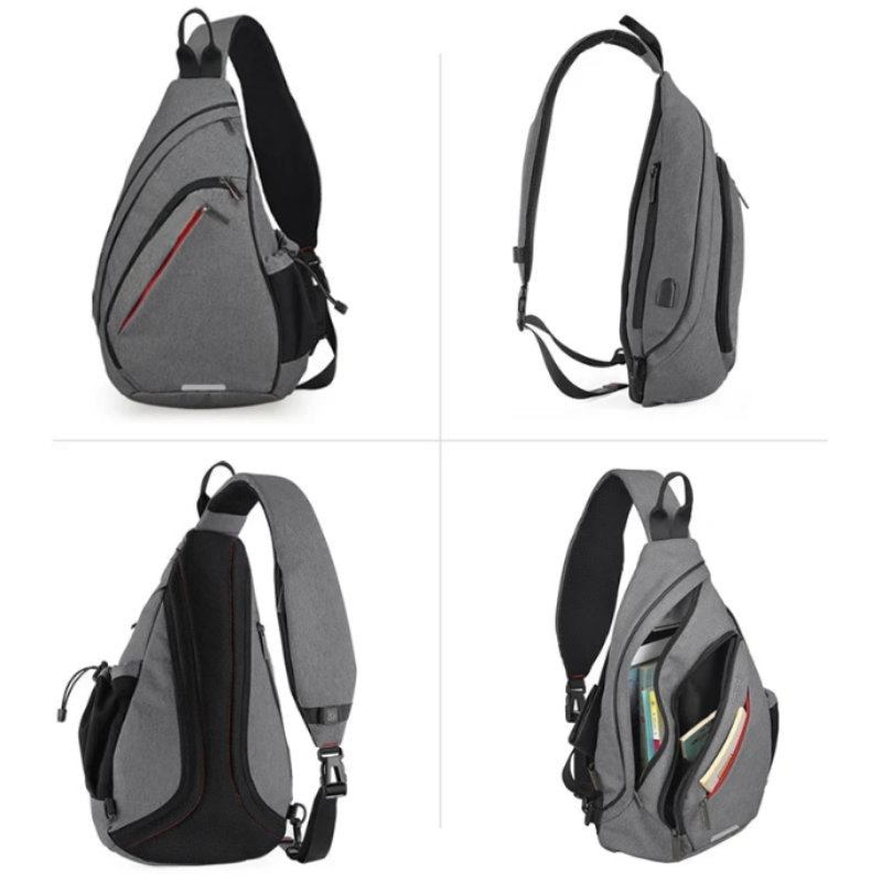Sling Bag Crossbody Water-Repellent USB Travel