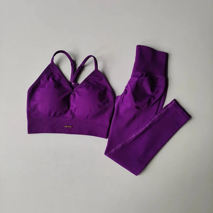 High-Waisted Women's Yoga & Fitness Set (Purple-S)