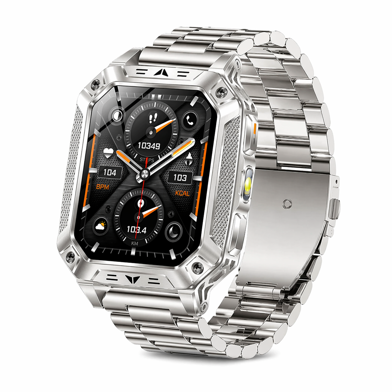 Military Smart Watch with 1400mAh Bluetooth Call (Silver Steel 2A)