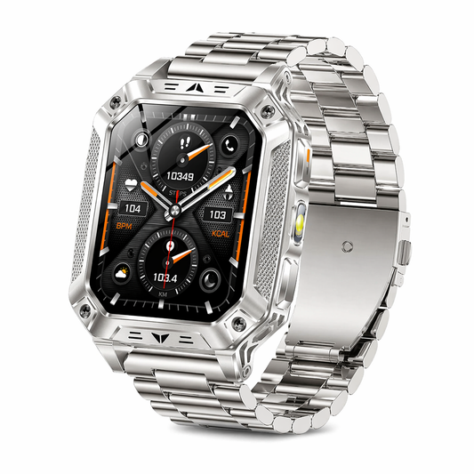 Military Smart Watch with 1400mAh Bluetooth Call (Silver Steel 2A)